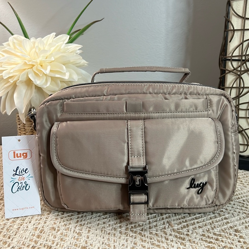 NWT Lug Sidecar Convertible Crossbody Bag Metallic Champagne color